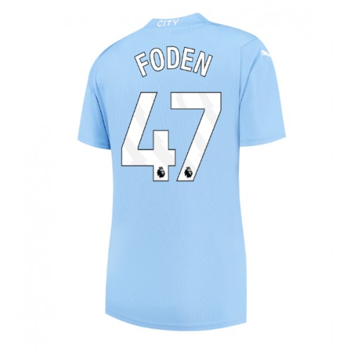 Fotballdrakt Dame Manchester City Phil Foden #47 Hjemmedrakt 2023-24 Kortermet